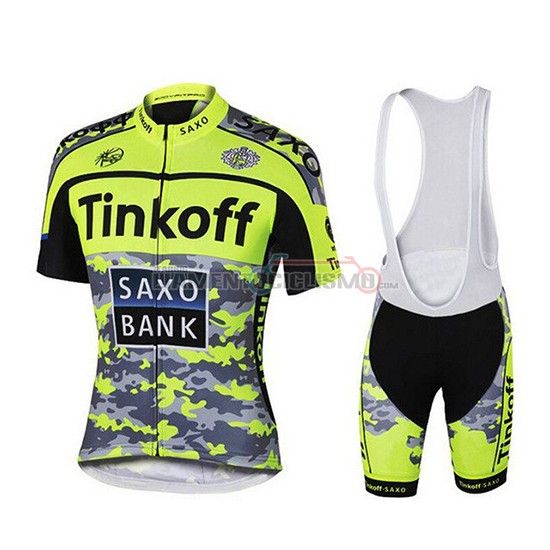 Abbigliamento Ciclismo Tinkoff Manica Corta 2019 Giallo Verde Nero